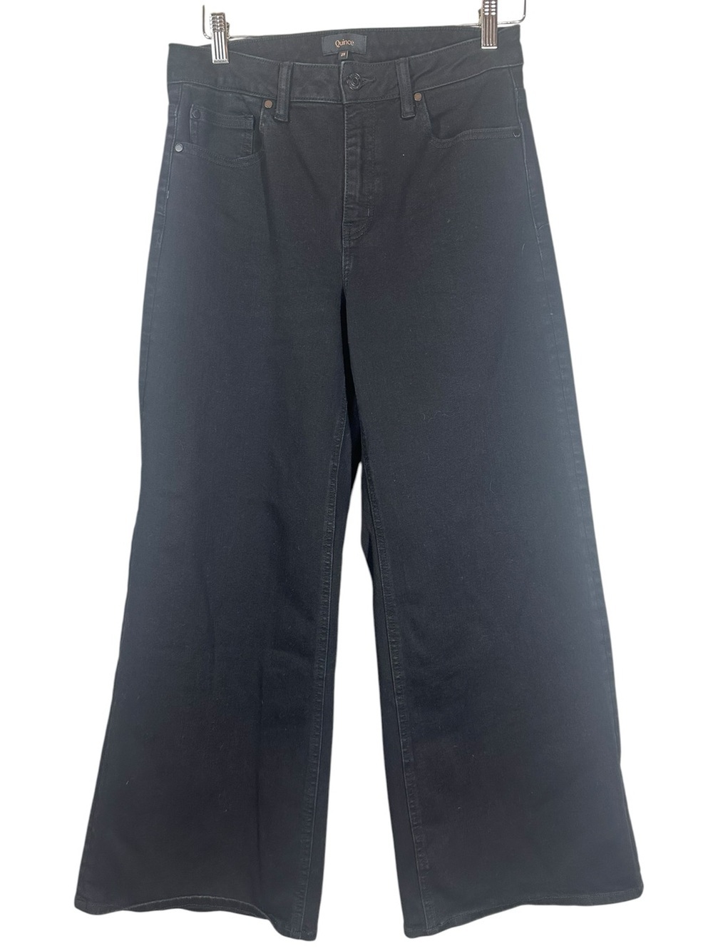QUINCE 29 Bella Stretch Wide Leg Jeans Black Denim